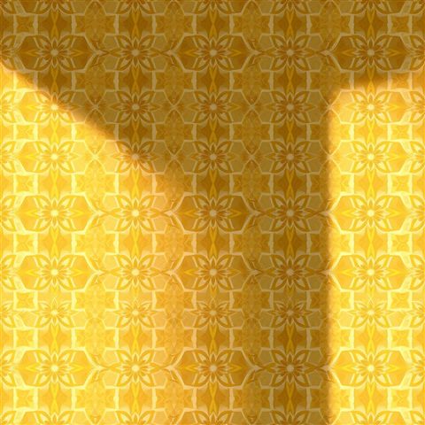 Photorealistic photo of An elegant seamless traditional geometric pattern in muted gold and ivory tones., wide shot with open space at the top for text, warm golden light, calm mood, 1:1 aspect ratio