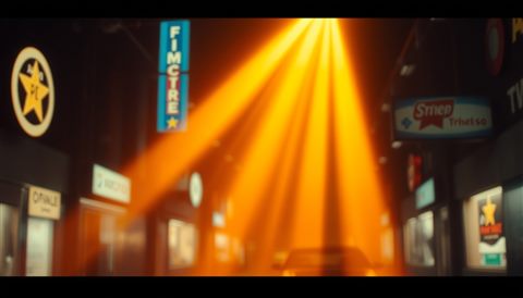 Cinematic film still of An artistic abstract optical effect with warm golden light rays bleeding across a dark cinematic background., close-up detail with shallow depth of field, vivid colors, high contrast, energetic, 16:9 aspect ratio