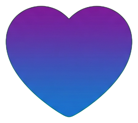 Gradient app-style icon, purple to blue gradient of a heart like icon, transparent background PNG