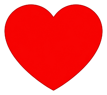 Flat color icon, bold solid colors of a heart like icon, transparent background PNG