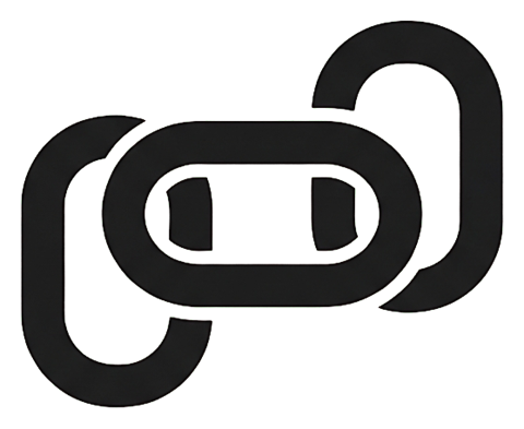 Flat color icon, bold solid colors of a chain link icon, transparent background PNG
