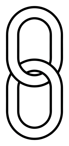 Thin black line icon, minimal outline of a chain link icon, transparent background PNG