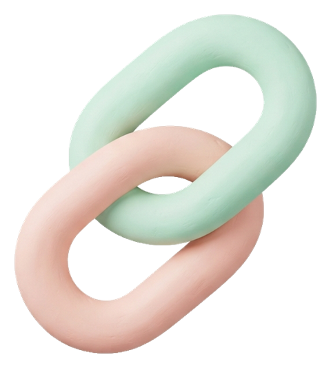 Soft 3D icon, pastel clay render of a chain link icon, transparent background PNG