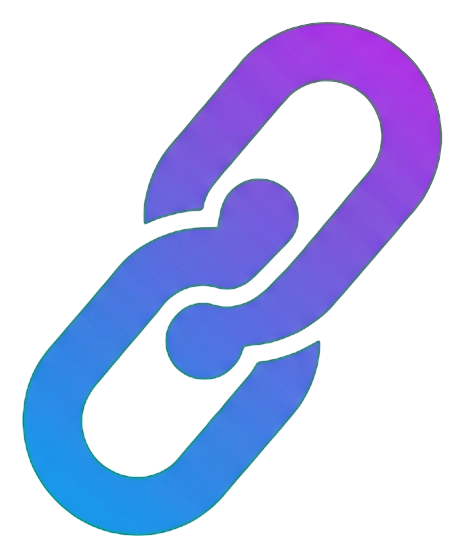 Gradient app-style icon, purple to blue gradient of a chain link icon, transparent background PNG