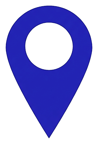 Flat color icon, bold solid colors of a map location pin icon, transparent background PNG