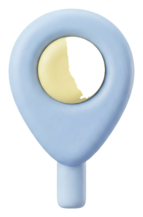 Soft 3D icon, pastel clay render of a map location pin icon, transparent background PNG