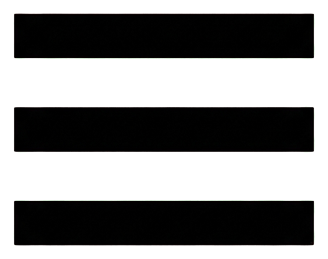Flat color icon, bold solid colors of a hamburger menu icon with three horizontal lines, transparent background PNG