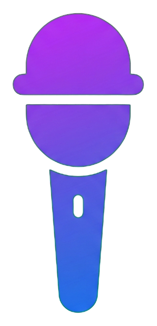 Gradient app-style icon, purple to blue gradient of a microphone icon, transparent background PNG