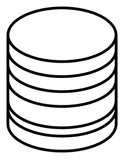 Thin black line icon, minimal outline of a stack of coins money icon, transparent background PNG