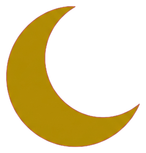 Flat color icon, bold solid colors of a crescent moon icon, transparent background PNG
