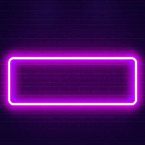 Minimal flat illustration of Vibrant pink and blue glowing neon light tubes creating an abstract urban night atmosphere on a dark brick wall., wide shot with open space at the top for text, soft pastel colors, bright and cozy, 1:1 aspect ratio