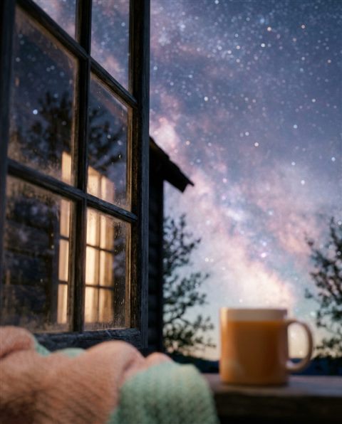 Cinematic film still of starry night sky, close-up detail with shallow depth of field, soft pastel colors, bright and cozy, 4:5 aspect ratio