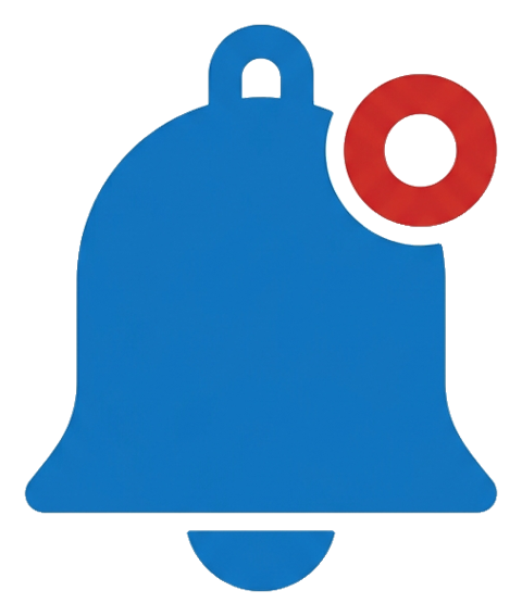 Flat vector icon, bold solid colors of a notification bell icon, transparent background PNG