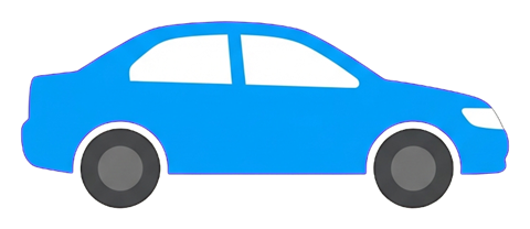 Flat color pictogram, friendly bright colors of a parking pictogram with a car, transparent background PNG