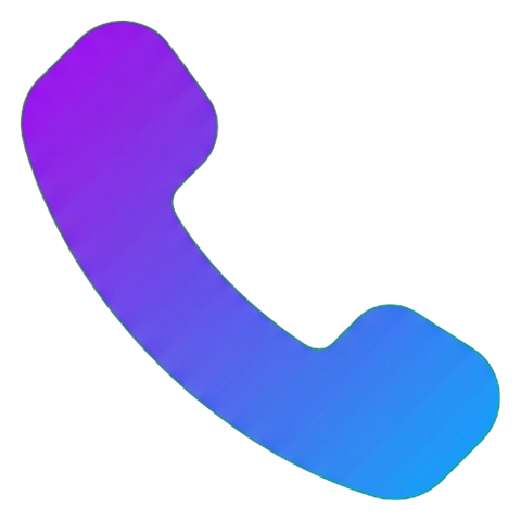 Gradient app-style icon, purple to blue gradient of a telephone handset phone icon, transparent background PNG