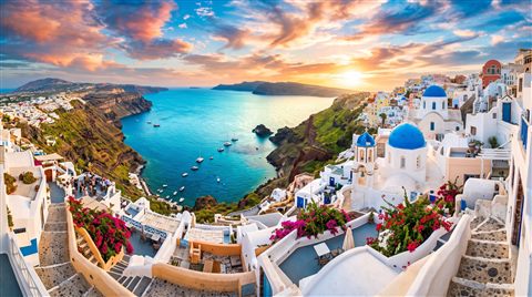 Photorealistic photo of aesthetic dreamy scenery for a phone lock screen, high-angle view from above, vivid colors, high contrast, energetic, 16:9 aspect ratio
