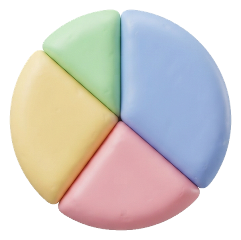 Soft 3D icon, pastel clay render of a pie chart icon, transparent background PNG