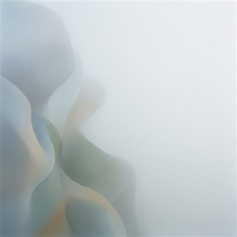 Minimal abstract design of clean abstract background with soft shapes and a large empty area for text, simple balanced layout, misty morning haze, dreamy, 1:1 aspect ratio
