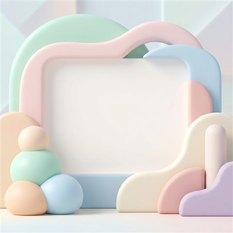 Soft 3d render of clean abstract background with soft shapes and a large empty area for text, simple balanced layout, soft pastel colors, bright and cozy, 1:1 aspect ratio