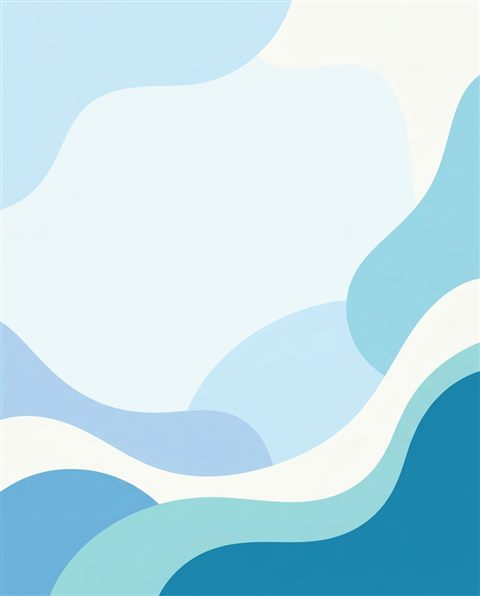 Flat vector design of clean abstract background with soft shapes and a large empty area for text, simple balanced layout, cool blue tones, quiet atmosphere, 4:5 aspect ratio