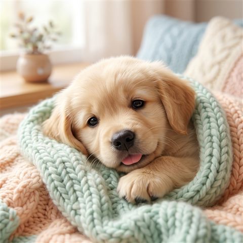 강아지, 부드러운 3D 렌더링, 가까이 담은 디테일, 얕은 심도, 부드러운 파스텔 색감, 밝고 포근한 분위기, 1:1 비율