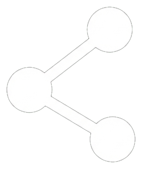Flat color icon, bold solid colors of a share icon with three connected dots, transparent background PNG
