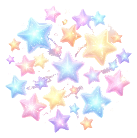 Soft pastel 3D render of a cluster of shining sparkle stars, transparent background PNG