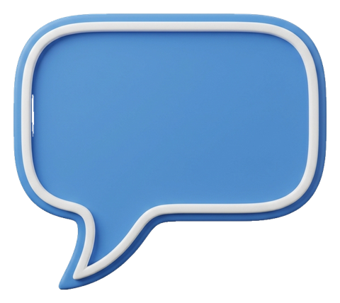 Matte 3D render, blue and white color scheme of an empty speech bubble, transparent background PNG