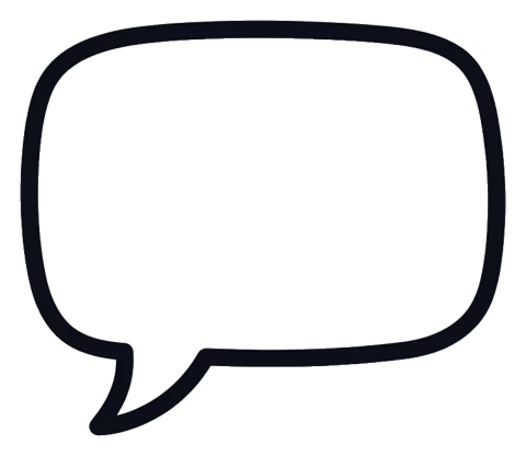 Cute sticker style with a thick dark outline of an empty speech bubble, transparent background PNG