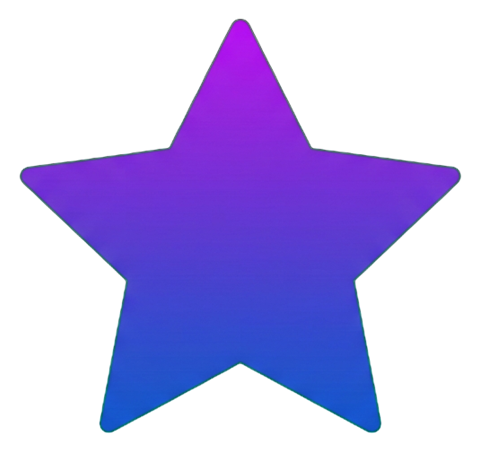 Gradient app-style icon, purple to blue gradient of a five-pointed star rating icon, transparent background PNG
