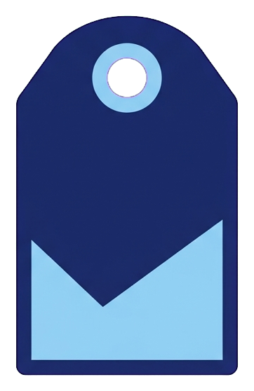 Duotone icon, navy blue and light blue of a price tag icon, transparent background PNG