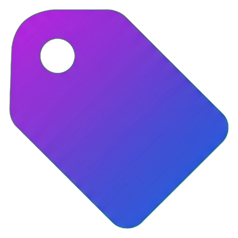 Gradient app-style icon, purple to blue gradient of a price tag icon, transparent background PNG