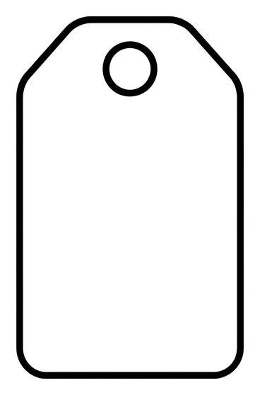 Thin black line icon, minimal outline of a price tag icon, transparent background PNG