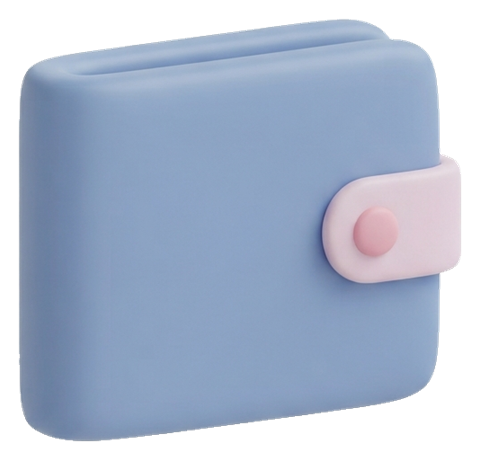 Soft 3D icon, pastel clay render of a wallet icon, transparent background PNG