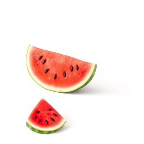 깨끗한 흰색 배경 위에 놓인 검은 씨가 박힌 선명한 붉은색 수박 조각, 미니멀 플랫 일러스트, 위쪽에 글자 넣을 여백이 있는 넓은 구도, 부드러운 파스텔 색감, 밝고 포근한 분위기, 1:1 비율