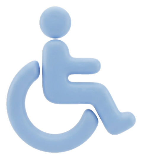 Soft 3D pictogram, pastel clay render of a wheelchair accessibility pictogram, transparent background PNG