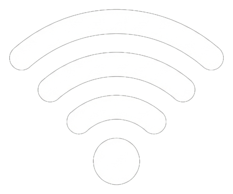 Flat color icon, bold solid colors of a wifi signal icon, transparent background PNG