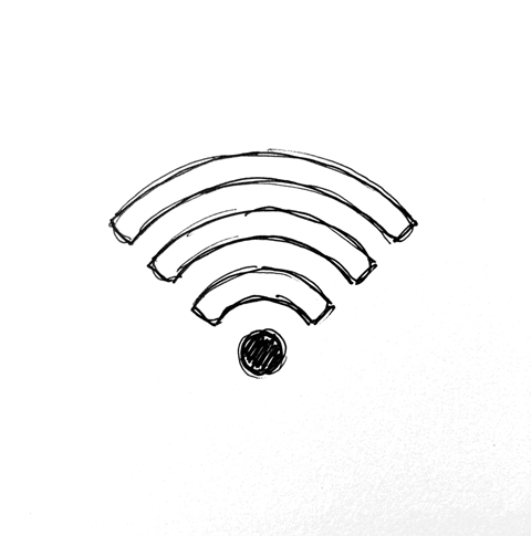 Cute hand-drawn doodle icon, black pen of a wifi signal icon, transparent background PNG
