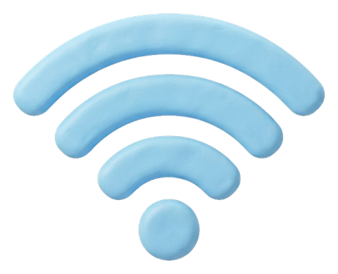 Soft 3D icon, pastel clay render of a wifi signal icon, transparent background PNG