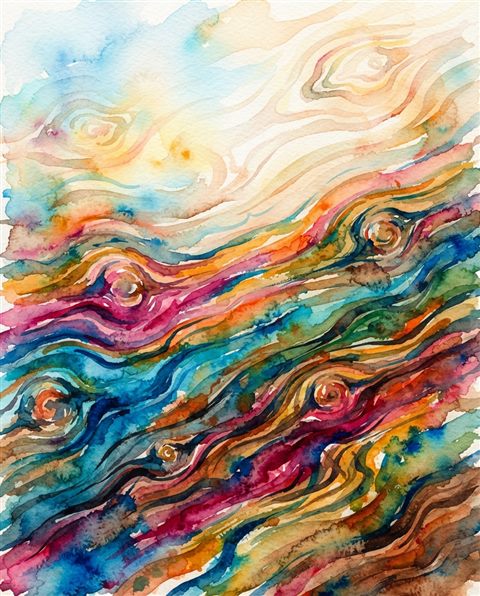 Watercolor illustration of wood texture, wide shot with open space at the top for text, vivid colors, high contrast, energetic, 4:5 aspect ratio