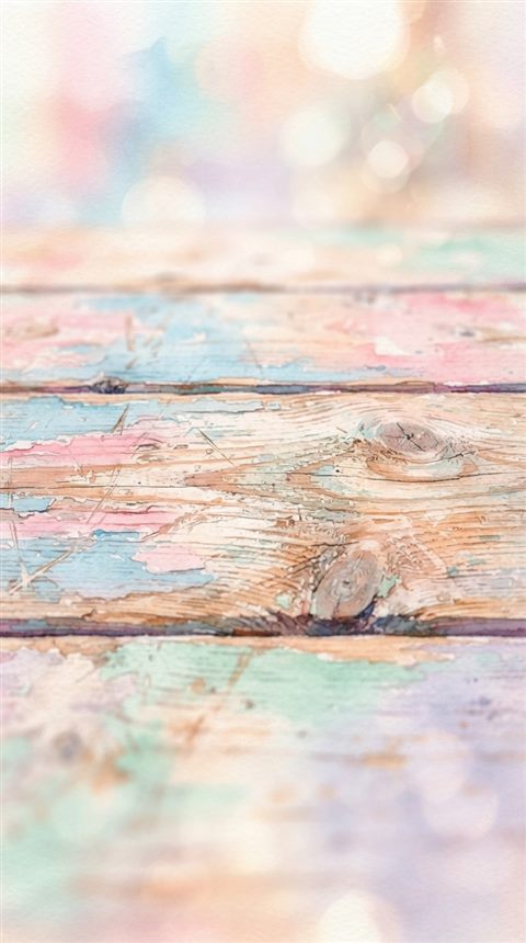Watercolor illustration of wood texture, close-up detail with shallow depth of field, soft pastel colors, bright and cozy, 9:16 aspect ratio